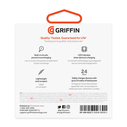 Griffin PowerJolt Dual Universal USB-A 12W Car Charger - Black