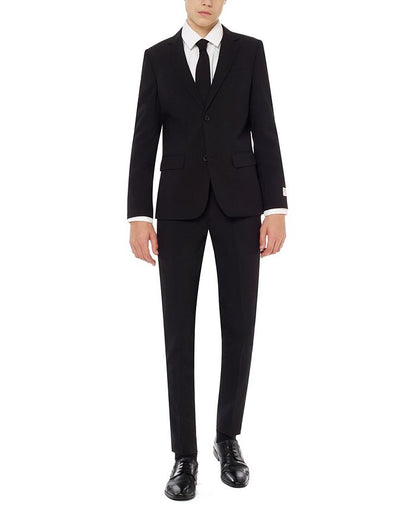 OppoSuits Big Boys Black Knight Slim Fit Solid Suit Including Blazer, Pants and Clip-On-Tie - Black - 12