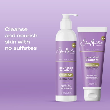 SheaMoisture Melanin Care Cream Cleanser with Pro-Ceramides + Elderberry Complex All Skin, 6 oz