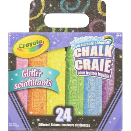 Crayola Washable Sidewalk Chalk, Glitter, 24 Count Ages 4+