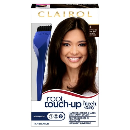 Clairol Root Touch-Up Nice'n Easy Permanent Hair Dye, 3 Brown Black, Hair Color