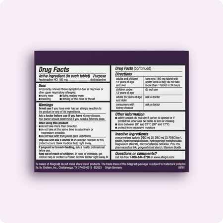 Allegra Adult 24-Hour Allergy Relief Gelcaps, Non-Drowsy Indoor and Outdoor Allergy Medicine, 180 mg Fexofenadine HCI Antihistamine Pill, 60-Count *Exp 5/27*