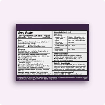Allegra Adult 24-Hour Allergy Relief Gelcaps, Non-Drowsy Indoor and Outdoor Allergy Medicine, 180 mg Fexofenadine HCI Antihistamine Pill, 60-Count *Exp 5/27*