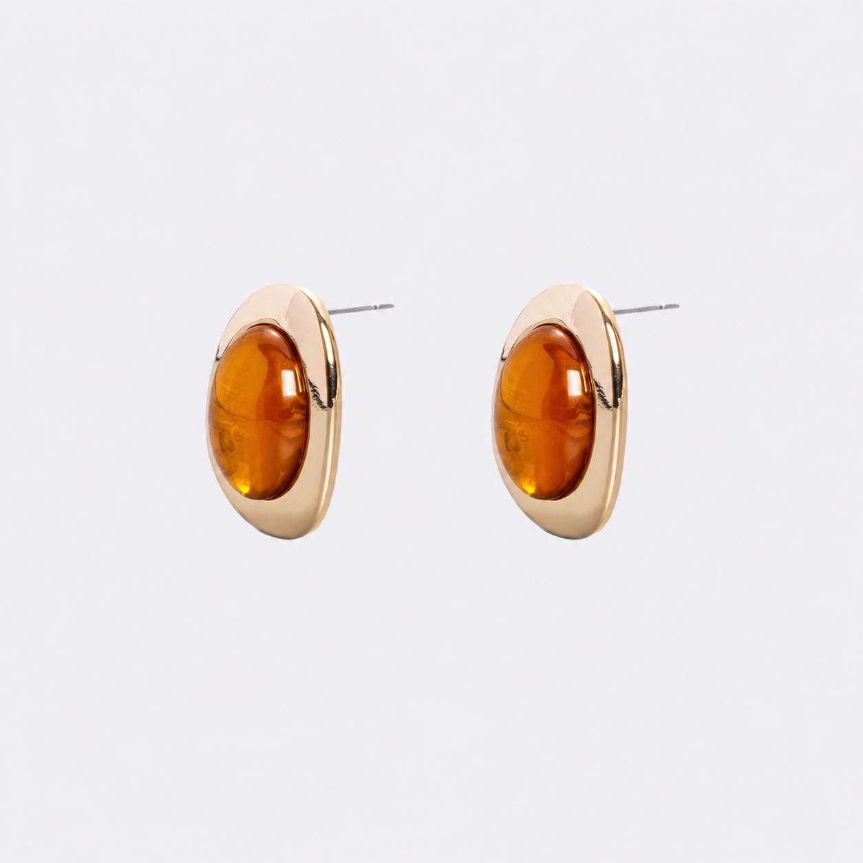 Luv Aj Amber Honey Resin Stud Earrings, Amber