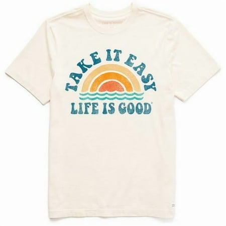 Men's M - Life Is Good Take It Easy Rainbow Waves Short Sleeve Tee