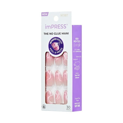 KISS imPRESS Design Press on Nails, Wild Venus, Pink, Medium Almond, 30 Count