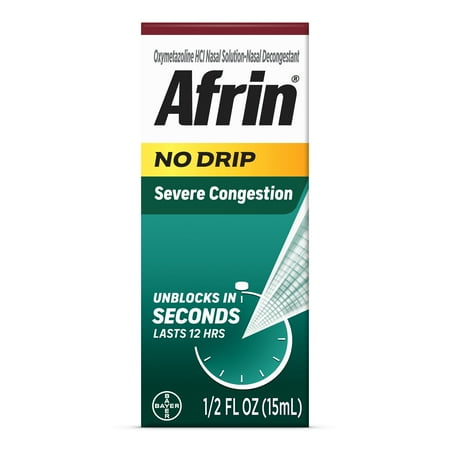 Afrin No Drip Severe Congestion Pump Mist Nasal Spray, 12 Hour Congestion Relief, 15 mL *Exp 2026/12*