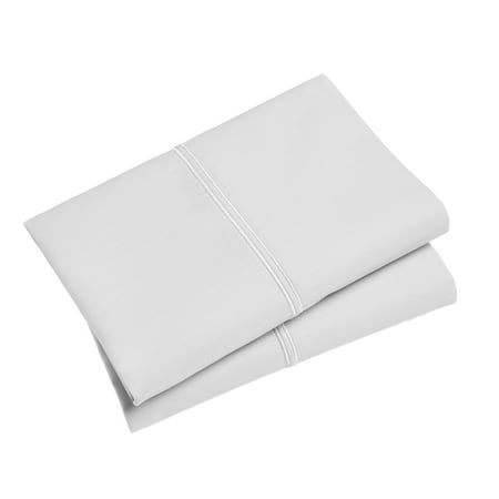 Hotel Style 300 Thread Count Silver Pillowcase with Silver Hem, Standard/Queen, 2 Count