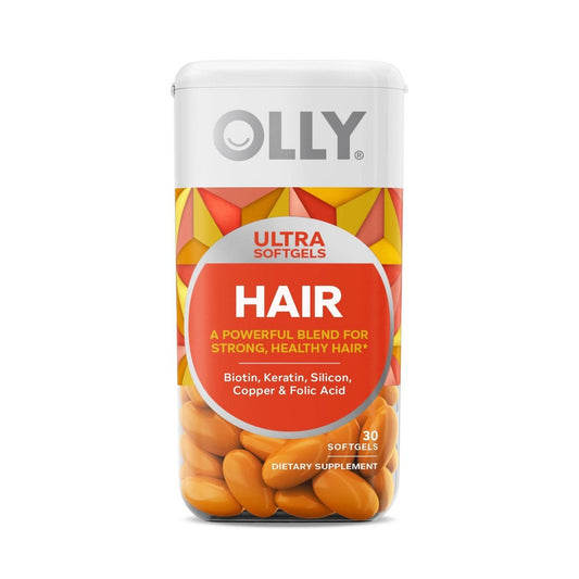 OLLY Ultra Strength Hair Softgels with Biotin Keratin Vitamin D B12 30ct (EXP: 05/26)