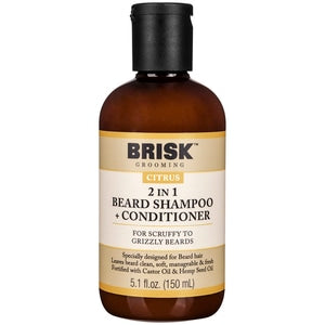 Brisk Grooming 2-in-1 Beard Shampoo & Conditioner, Citrus, 5.1 Oz
