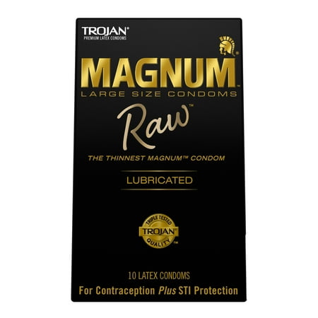 Trojan Magnum Raw Large Size Condoms - 10 Count *Damaged Packaging* *Exp 9/1/27*