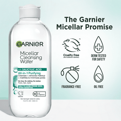 Garnier SkinActive Micellar Cleansing Water, All-in-1, Salicylic Acid, 13.5 fl oz