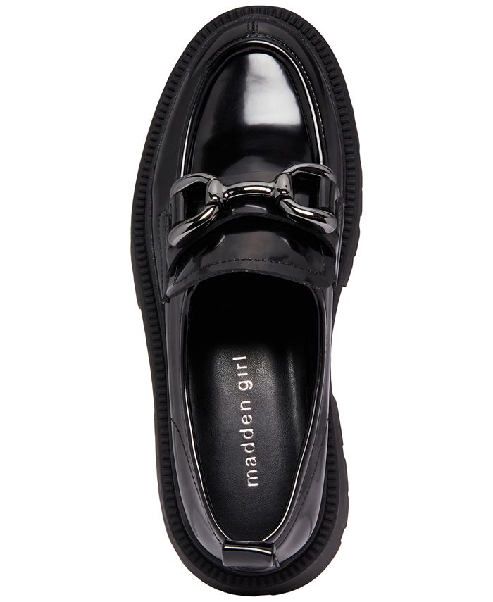 9 Madden Girl Ashlee Platform Lug-Sole Bit Loafers - Black - 9M