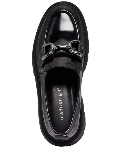 9 Madden Girl Ashlee Platform Lug-Sole Bit Loafers - Black - 9M