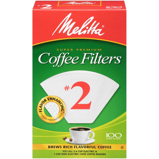 Melitta Coffee Filter 2-6 Cup White Cone 100 pk *Damaged Box*
