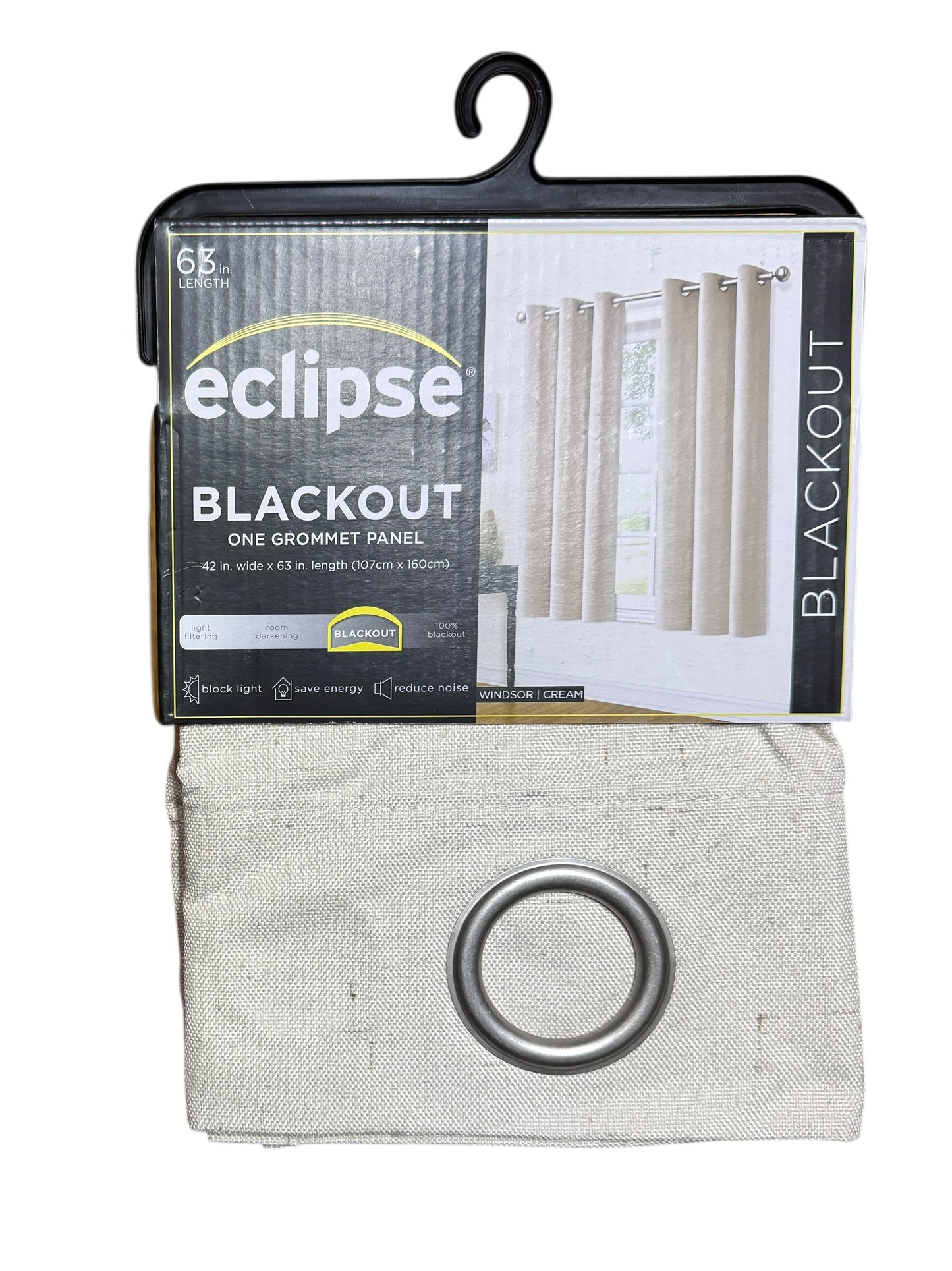 Eclipse Windsor Light Blocking Curtain Panel, Cream, 42x63 - 100% Polyester