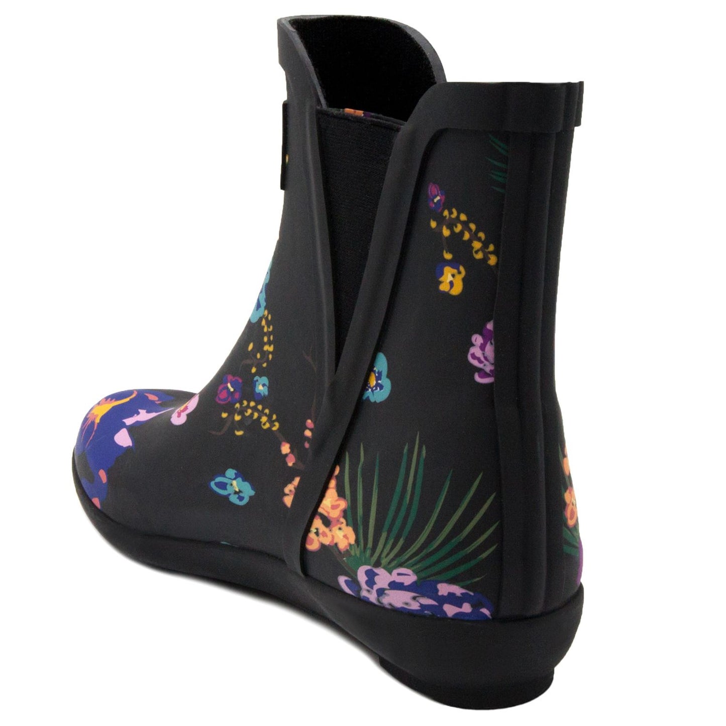 Women's 6 M London Fog Piccadilly Waterproof Rain Boots  - Black Multi Floral *Damaged Box*