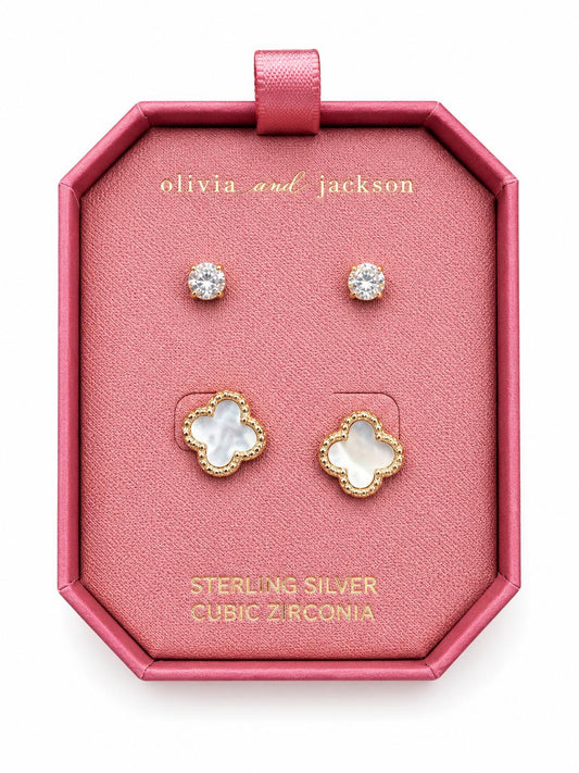 Olivia & Jackson Sterling Silver Cubic Zirconia Stud Earring Set