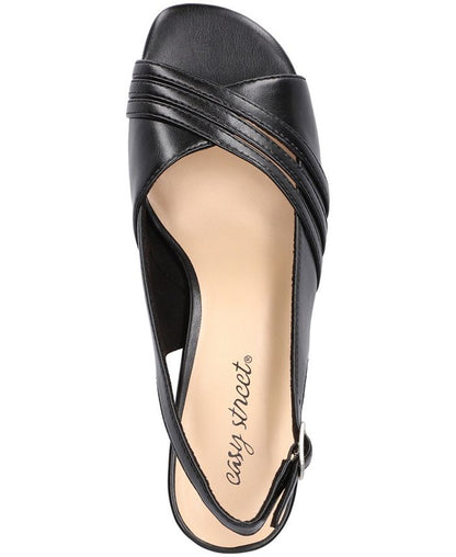 Women's Size 6.5 Easy Street Women's Teton Buckle Slingback Dress Sandals - Black - 6.5M