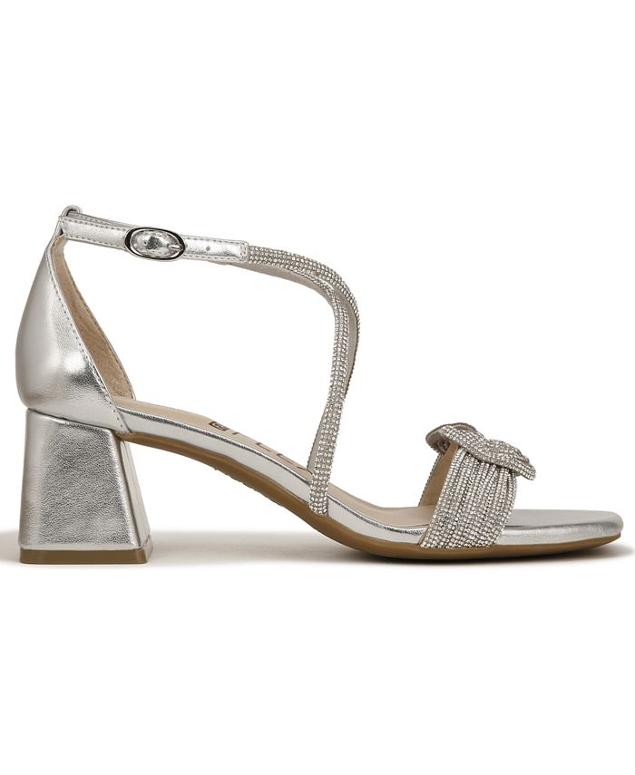 Women's 10 W - LifeStride Captivate Strappy Block Heel Dress Sandals - Silver Glitter *Damaged Box*