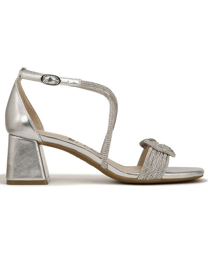 Women's 10 W - LifeStride Captivate Strappy Block Heel Dress Sandals - Silver Glitter *Damaged Box*