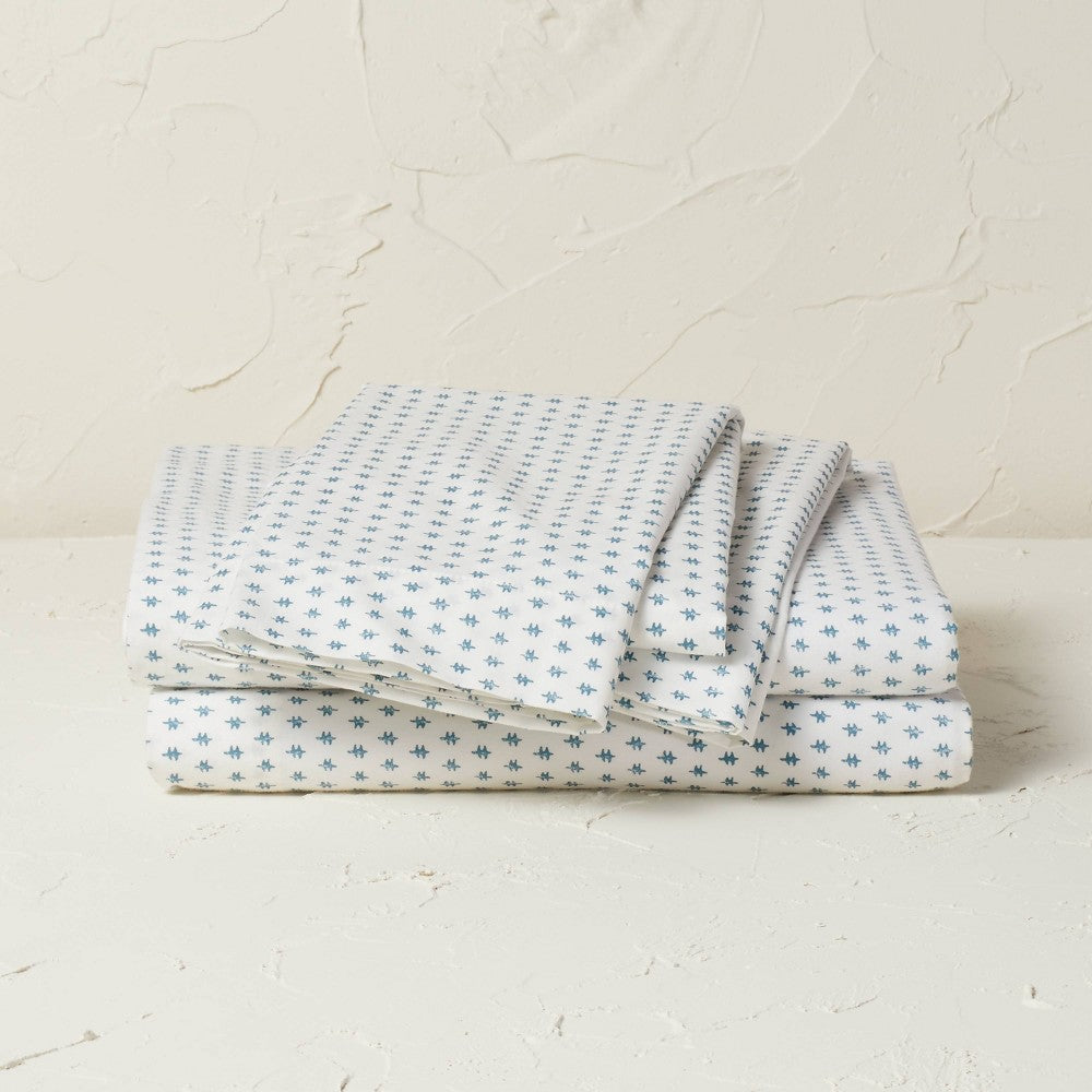 Queen Printed Cotton Percale Sheet Set Teal Dash - Opalhouse  Designed with Jungalow : 220 Thread Count, Bohemian Style