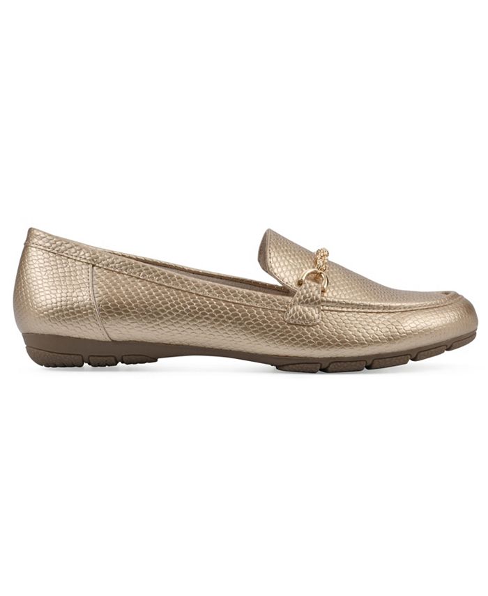 Women's 7.5 Cliffs by White Mountain Genius Moc Loafers - Gold Snake Skin *Damaged Box*