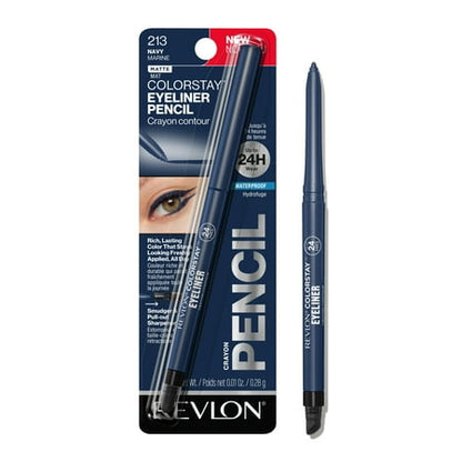 Revlon ColorStay Waterproof Eyeliner Pencil, Built-In Sharpener, 213 Navy, 0.01 oz