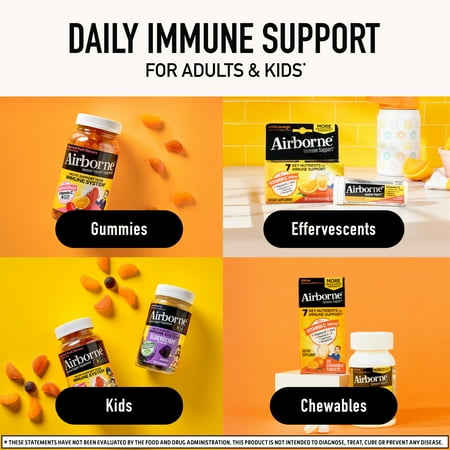 Airborne 1000mg Vitamin C Immune Support Effervescent Tablets 10 ct *Exp 05/26*