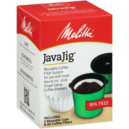 Melitta JavaJig K-Cups for Keurig K-Cup Brewers Reusable Coffee Filter System, Uses Melitta Paper Coffee Filters *Very Damaged Box* *Packaging May Vary*