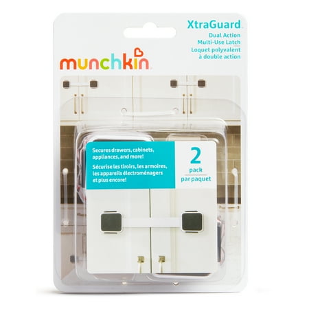 Munchkin XtraGuard Dual Action Multi-Use Safety Infant Latches, White, 2 Pack *Damaged Box*