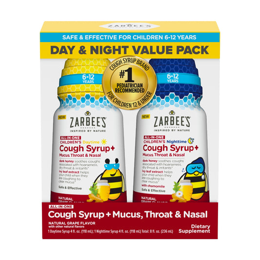 Zarbee's Kids Day & Night Cough Syrup Value Pack Grape *Exp 04/26* *Damaged Box*