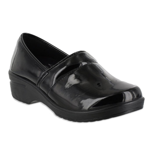 Women's 12 Easy Works by Easy Street Lyndee Work Clogs - Black *Damaged Box Missing Lid*