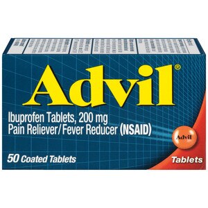 Advil Pain Reliever/ Fever Reducer 200 MG Ibuprofen Tablets, 50 Count *Damaged/Open Box* *Exp 02/29*