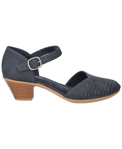 Women's 11M - Easy Street Justina Block Heel Sandals - Navy