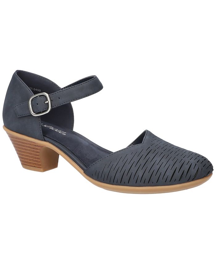 Women's 11M - Easy Street Justina Block Heel Sandals - Navy
