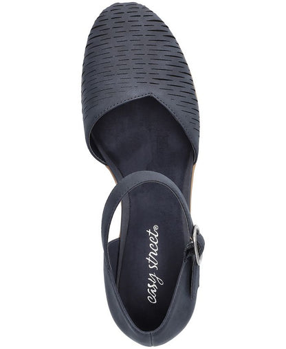 Women's 11M - Easy Street Justina Block Heel Sandals - Navy
