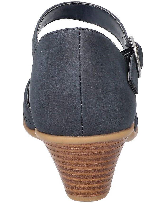 Women's 11M - Easy Street Justina Block Heel Sandals - Navy