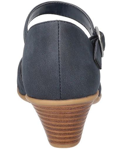 Women's 11M - Easy Street Justina Block Heel Sandals - Navy