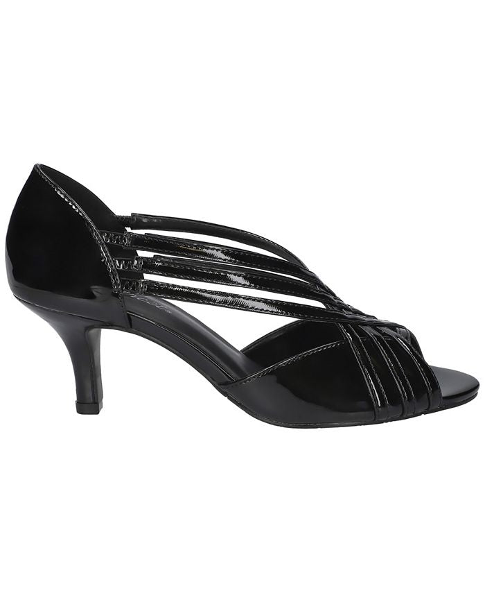 Women's 5.5M Easy Street Oceana Peep Toe Pumps - Black Patent