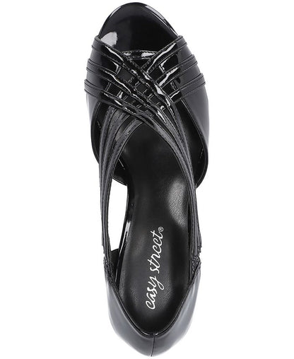 Women's 5.5M Easy Street Oceana Peep Toe Pumps - Black Patent
