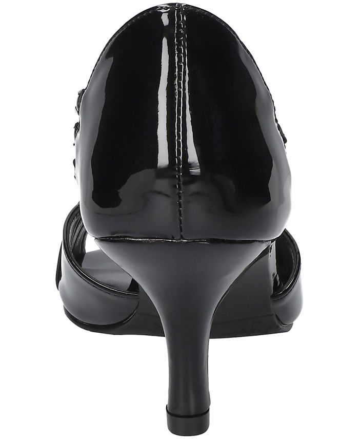 Women's 5.5M Easy Street Oceana Peep Toe Pumps - Black Patent