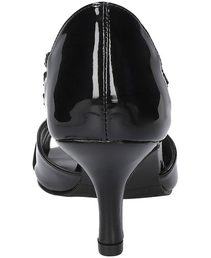 Women's 5.5M Easy Street Oceana Peep Toe Pumps - Black Patent