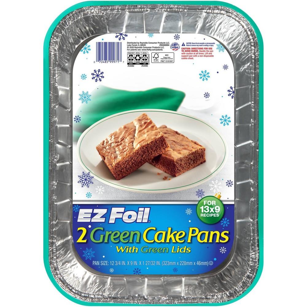 EZ Foil 2 Green Cake Pans w/ Lids For 13x9 Recipes