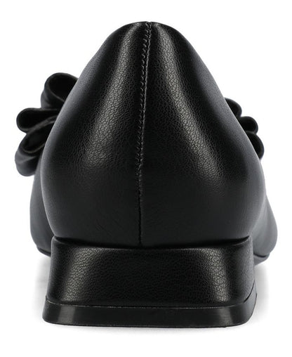 9 Women's Journee Collection Ophelia Bow Low Block Heel Dress Flats - Black - 9M