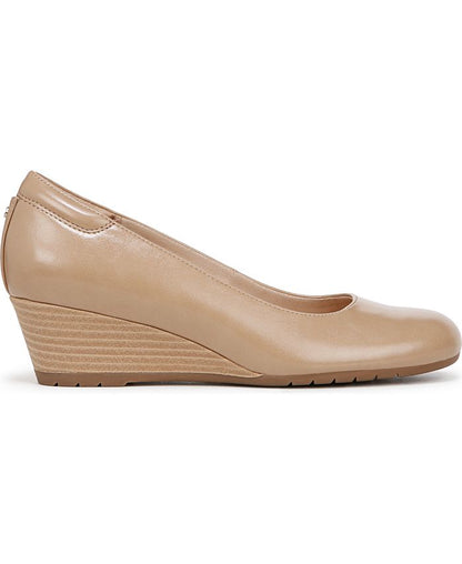 Women's 9.5 - Dr. Scholl's Be Flex Round Toe Wedge Pumps - Tan/Beige