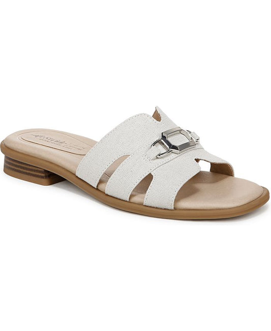 Women's 11M LifeStride Royalty Bit Square Open Toe Slide Sandals - Silver Metallic *Damaged Box Missing Lid*