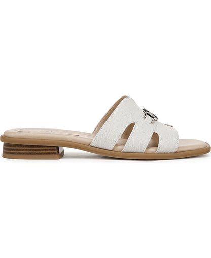 Women's 11M LifeStride Royalty Bit Square Open Toe Slide Sandals - Silver Metallic *Damaged Box Missing Lid*