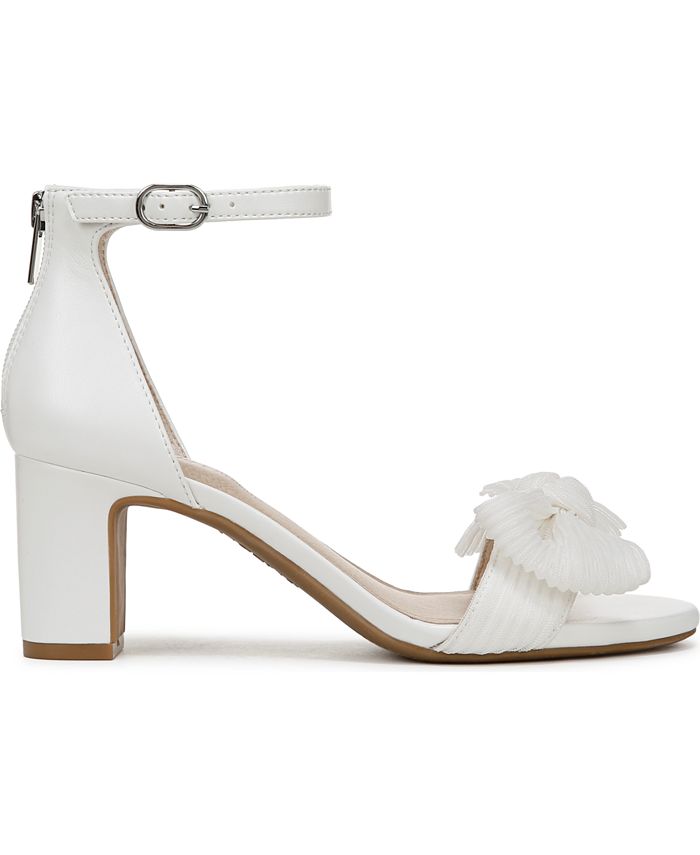 9 Women's LifeStride Florence-Bow Two Piece Block Heel Ankle Strap Sandals - White - 9M
