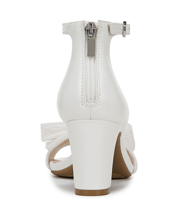 9 Women's LifeStride Florence-Bow Two Piece Block Heel Ankle Strap Sandals - White - 9M
